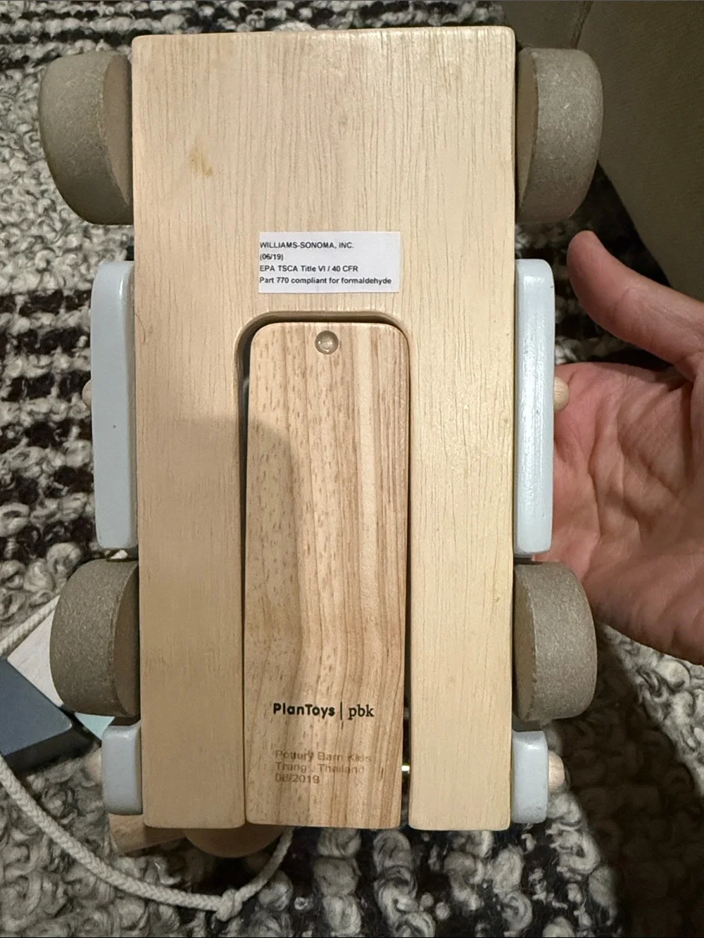 Pottery Barn X Plan Toys wooden pulley truck